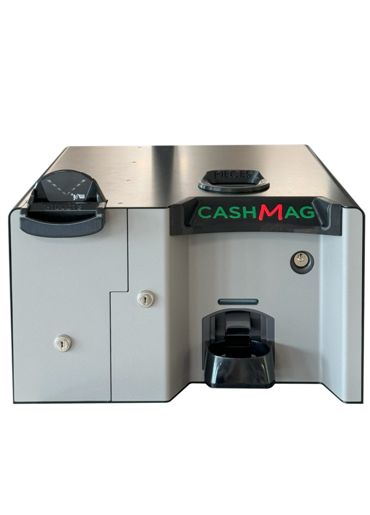 Monnayeur automatique CashMag Desktop prêt à poser sur le comptoir